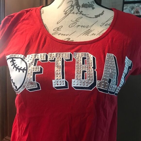 Justice Red Crop Top Softball Size 14 - Picture 6 of 11